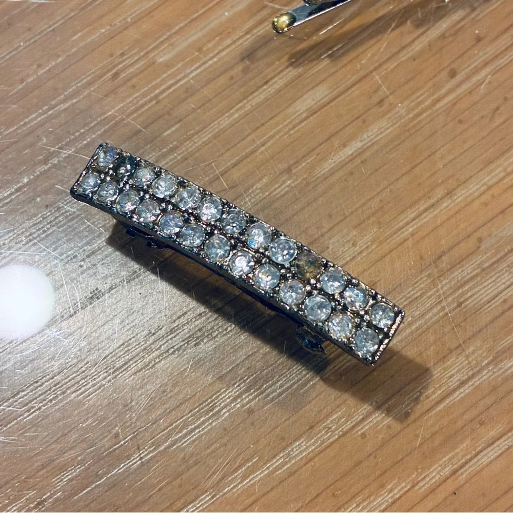 Vintage Rhinestone Hair Accessories Set: hair Barrette, 2 rhinestone hair pins